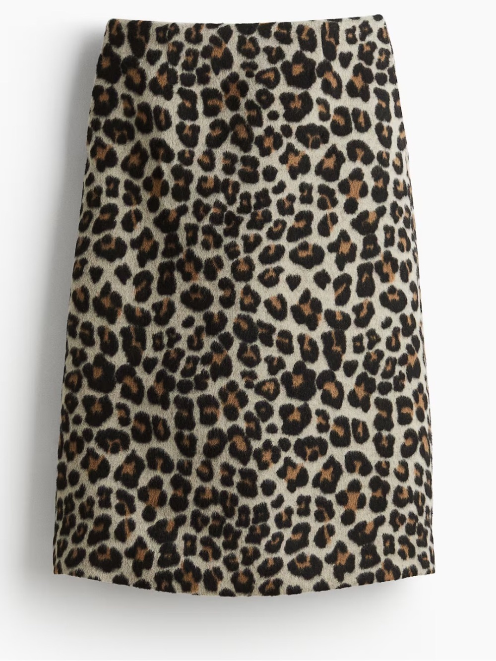 NWOT H&M Leopard Animal Print Fuzzy Midi Straight Pencil Skirt 12